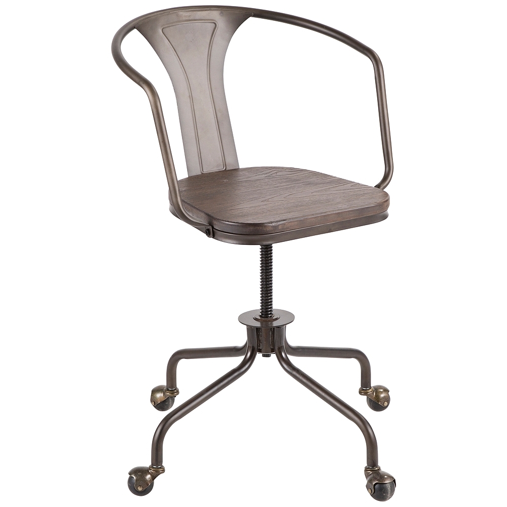 Oregon Antique Metal Swivel Adjustable Wheel Task Chair - Style # 67W88 - Image 0