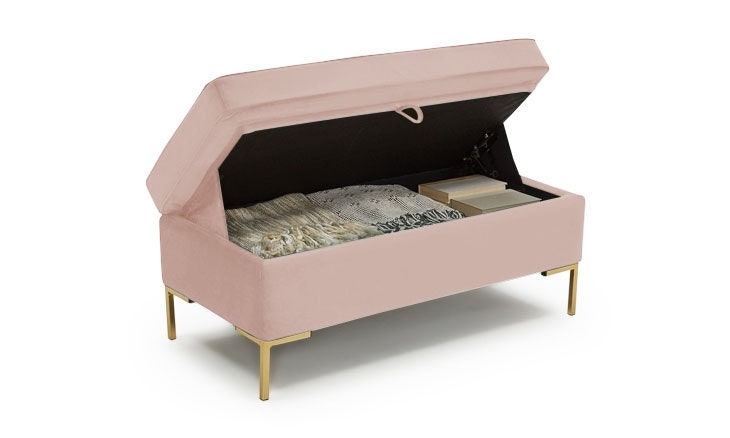 Pink Dee Mid Century Modern Bench with Storage - Mixology Blush - Image 1