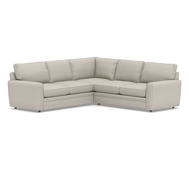 Pearce Square Arm Upholstered 2-Piece L-Shaped Sectional, Down Blend Wrapped Cushions, Performance Heathered Tweed Pebble - Image 0