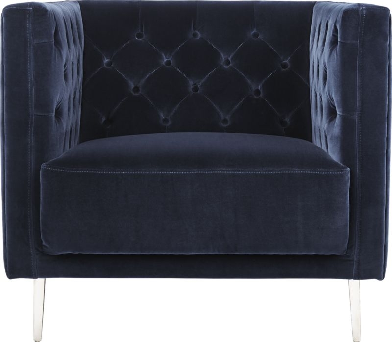 Savile Midnight Blue Velvet Chair - Image 1