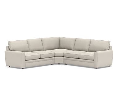 Pearce Square Arm Upholstered 3-Piece L-Shaped Wedge Sectional, Down Blend Wrapped Cushions, Performance Everydaysuede(TM) Stone - Image 1