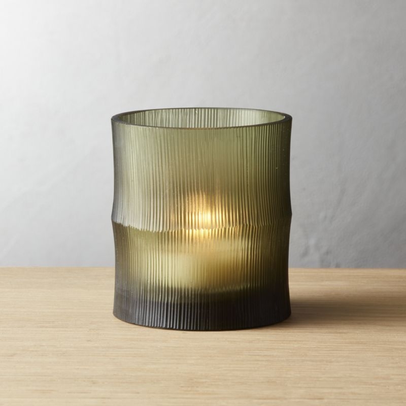 Bamboo Olive Green Tea Light Candle Holder - Image 1