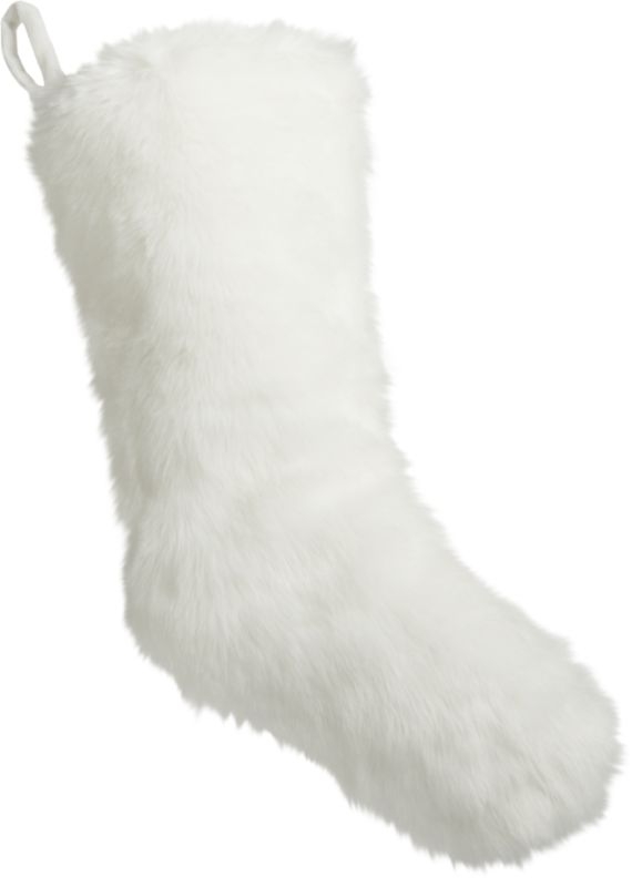 Faux Fur Stocking, White - Image 0