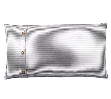 Wheaton Striped Linen/Cotton Sham, King, Navy - Image 0