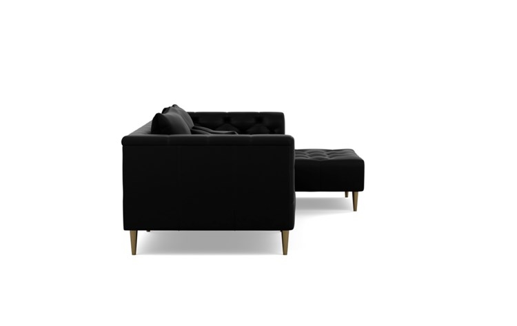 Ms. Chesterfield leather Chaise Sectional with Night and Brass Plated legs - Image 2