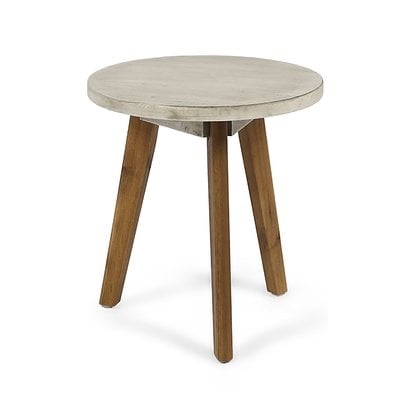 Humphries Solid Wood 3 Legs End Table, Light Gray & Natural - Image 0