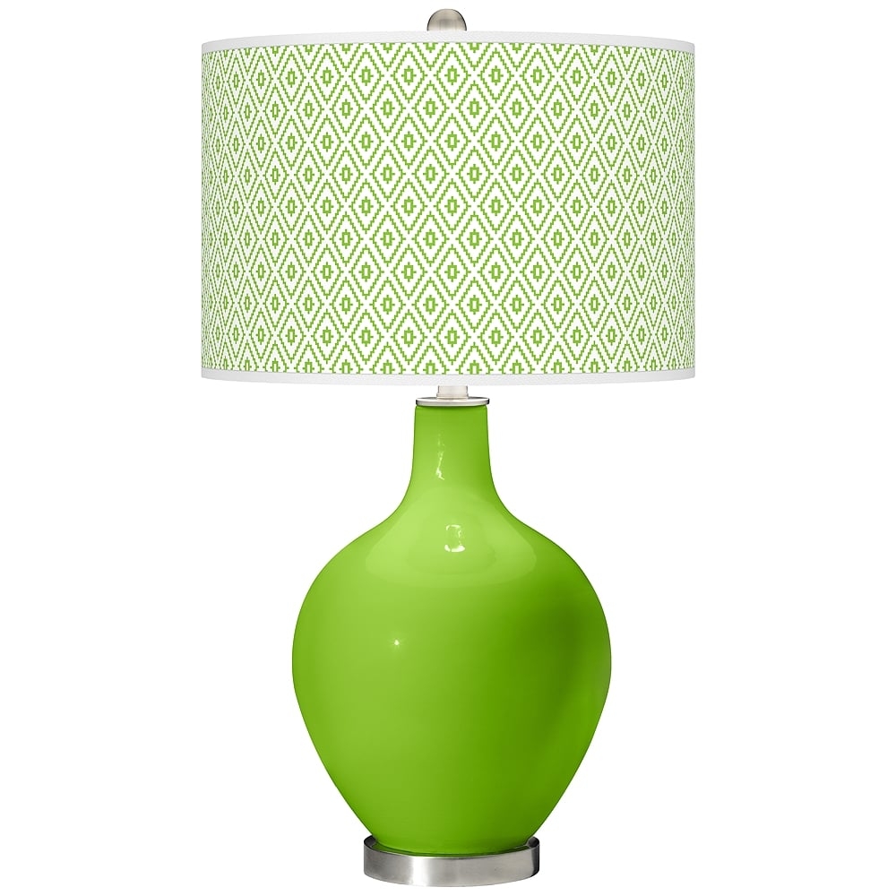 Color Plus Ovo 28 1/2" High Diamonds Shade Neon Green Table Lamp - Image 0