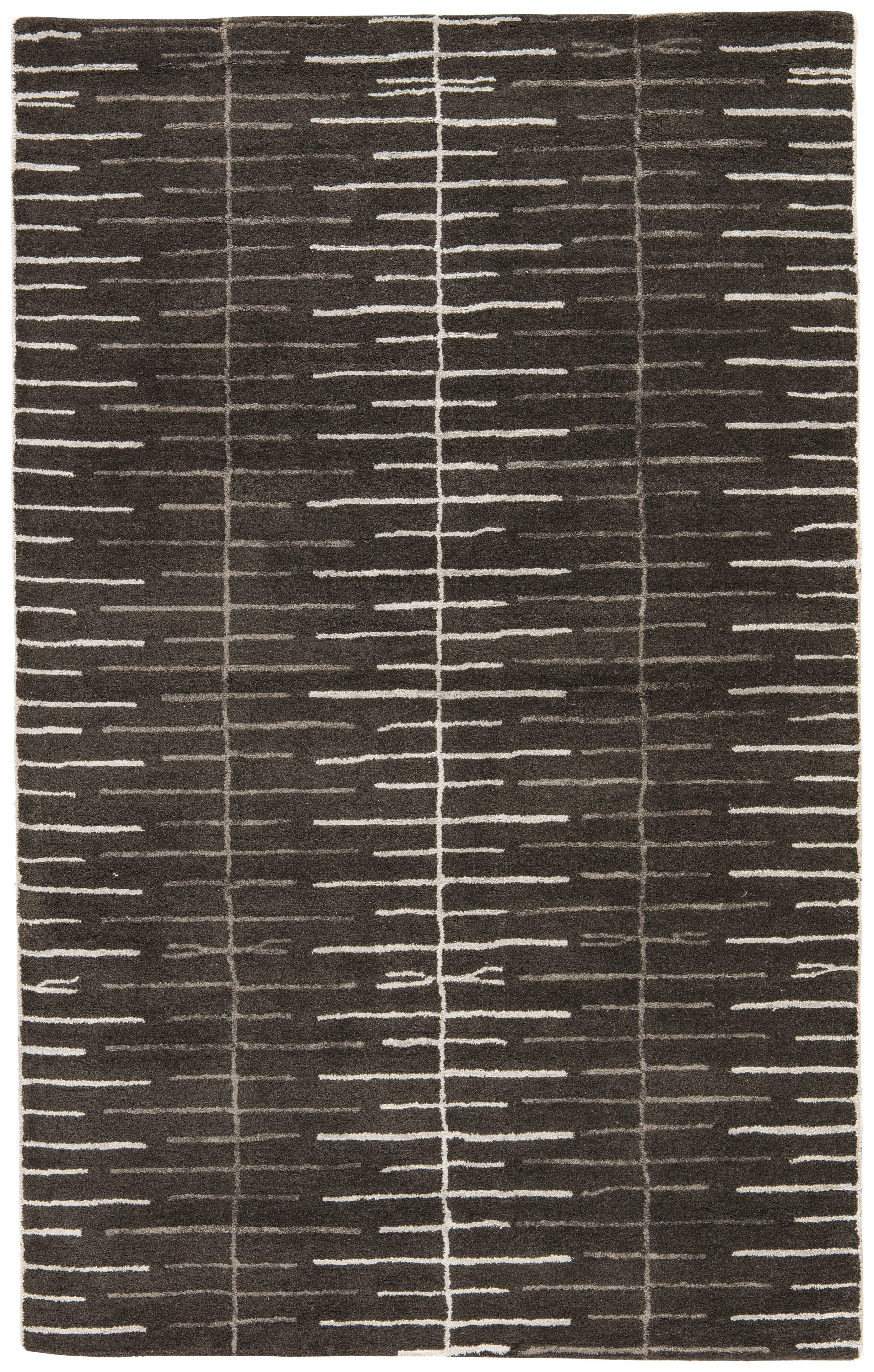 Dialed-In Handmade Stripe Gray/ White Area Rug (8' X 10') - Image 0