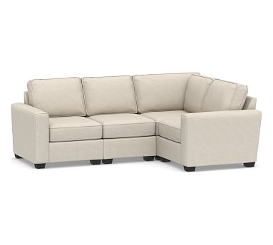 SoMa Fremont Square Arm Upholstered 4-Piece L-Shaped Sectional, Polyester Wrapped Cushions, Performance Slub Cotton Stone - Image 0