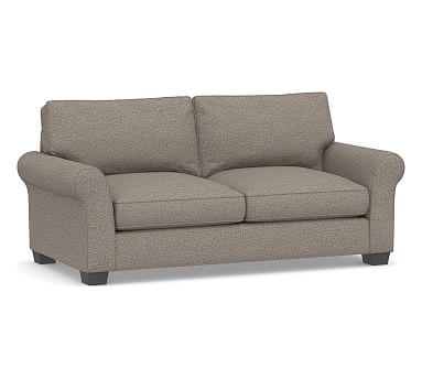 PB Comfort Roll Arm Upholstered Sofa 82", Box Edge, Memory Foam Cushions, Performance Chateau Basketweave Light Gray - Image 2