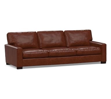 Turner Square Arm Leather Grand Sofa 3-Seater 102.5", Down Blend Wrapped Cushions, Statesville Molasses - Image 0