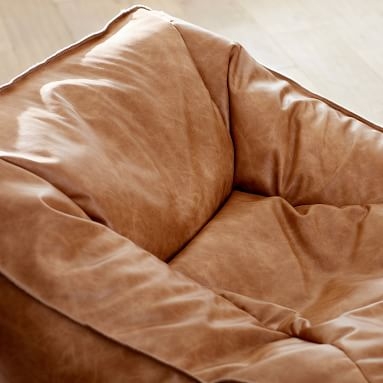Faux Leather Caramel Modern Lounger, Large, 33x30 - Image 3