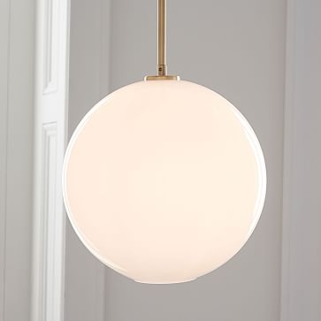 Sculptural Glass Pendant Canopy Plug In Pendant Brushed Brass Damp Large Globe Silver Ombre - Image 2