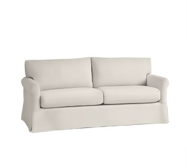 York Roll Arm Slipcovered Sofa 82.5", Down Blend Wrapped Cushions, Basketweave Slub Ash - Image 3