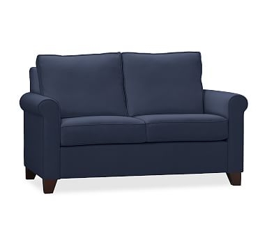 Cameron Roll Upholstered Love Seat, Polyester Wrapped Cushions, Performance Twill Cadet Navy - Image 2
