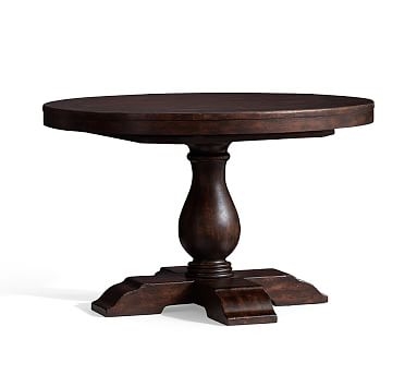 Lorraine Round Pedestal Extending Dining Table, Rustic Brown, 48" - 72" L - Image 0