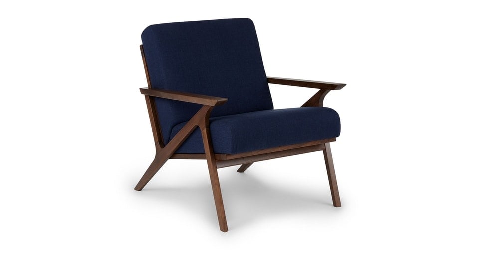 Otio Walnut Lounge Chair, Oceano Blue - Image 0