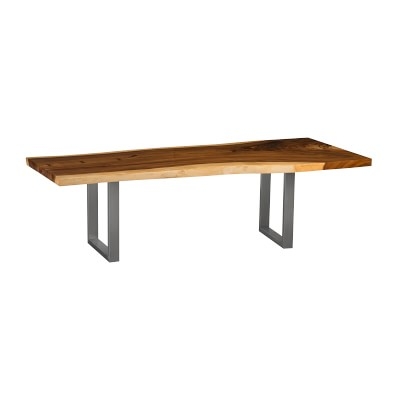 Wilton Live Edge Dining Table, 96", Wood, Natural, Stainless Steel - Image 0