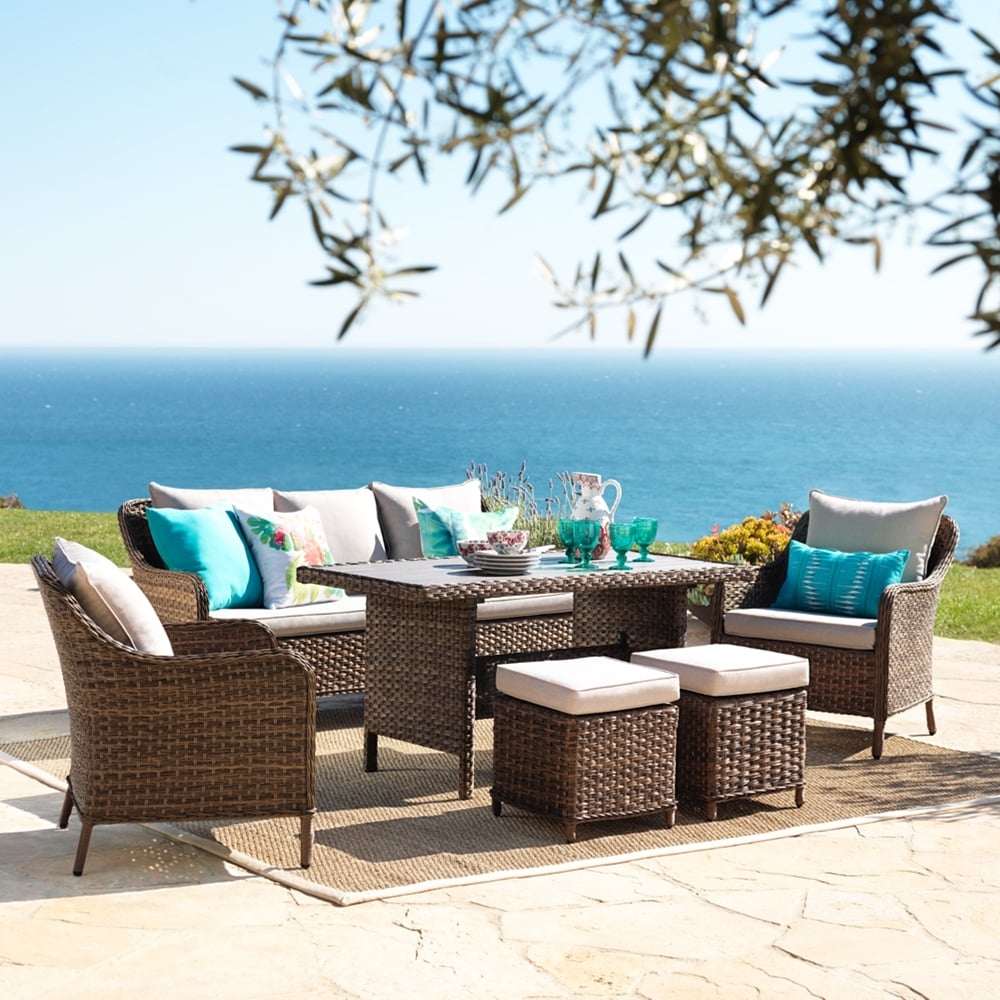 Teal Island Woodlake 6-Piece Brown Wicker Outdoor Seating Set - Image 0
