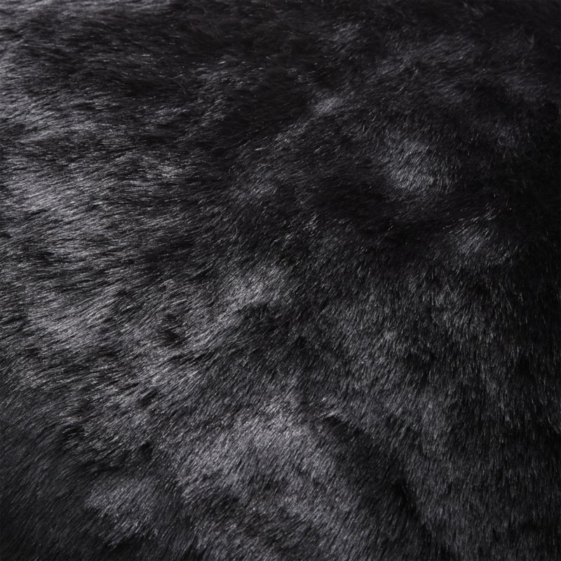 20" Black Faux Fur Pillow with Down-Alternative Insert - Image 3