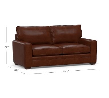 Pearce Square Arm Leather Grand Sofa 82", Polyester Wrapped Cushions, Leather Signature Maple - Image 2