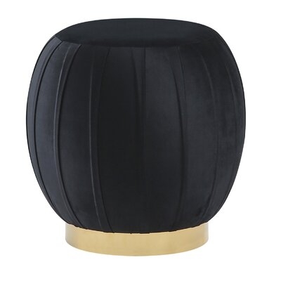 Featherste Pleated Velveteen Tufted Pouf - Image 0