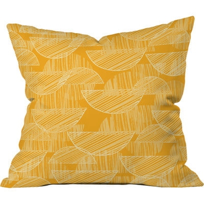 Mustard Arc Showers Polyester Throw Pillow - Image 0