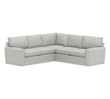 Pearce Square Arm Slipcovered 2-Piece L-Shaped Sectional, Down Blend Wrapped Cushions, Basketweave Slub Ash - Image 0