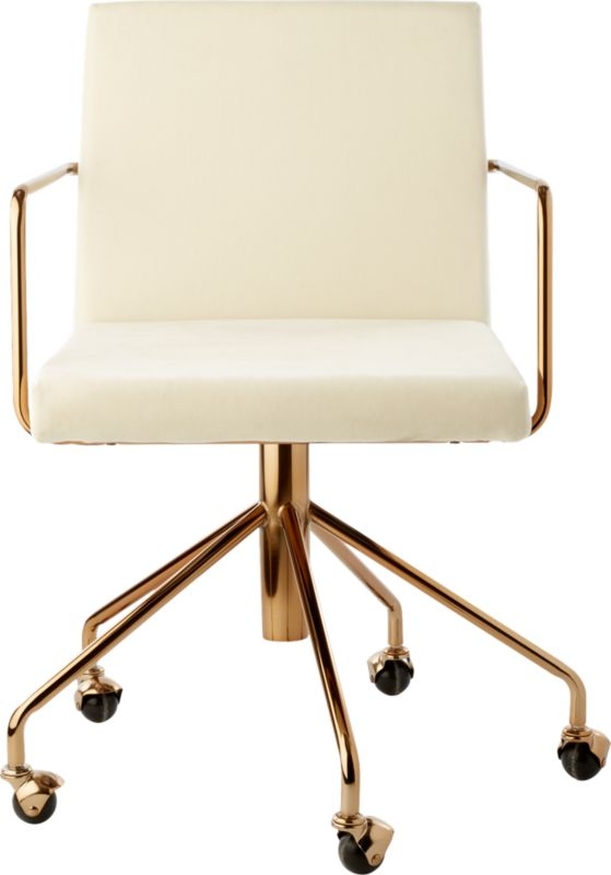 Rouka White Velvet Office Chair - Image 4