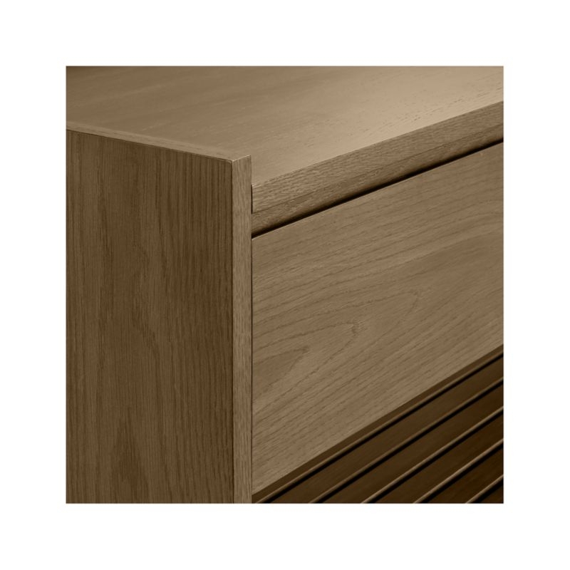 Batten Brown Oak Storage Bench - Image 4
