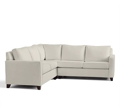 Cameron Square Arm Upholstered 3-Piece L-Shaped Corner Sectional, Polyester Wrapped Cushions, Performance Everydaysuede(TM) Stone - Image 0