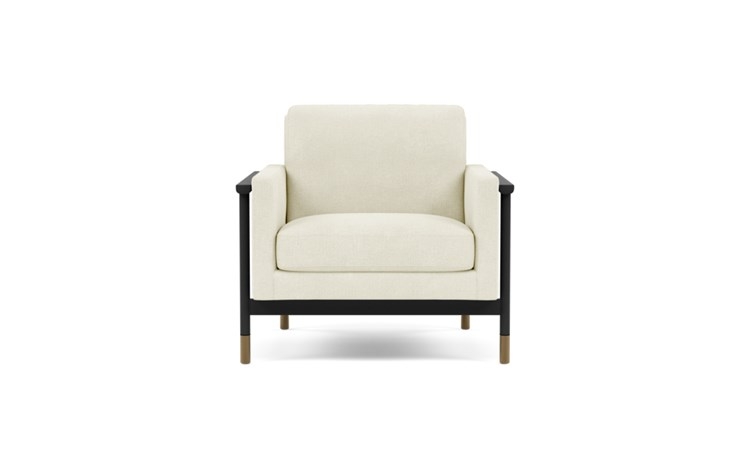 Jason Wu Chair with White Ivory Fabric and Matte Black with Brass Cap legs - Image 0