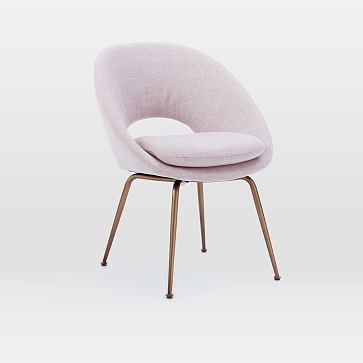 Orb Dining Chair - Individual, Yarn Dyed Linen Weave, Dusty Blush - Image 0