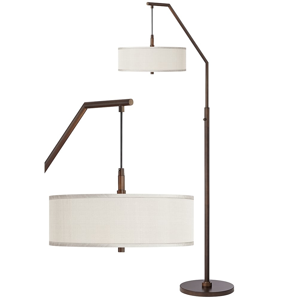 Possini Euro Downbridge 71 1/2" Bronze and Cream Modern Arc Floor Lamp - Image 0