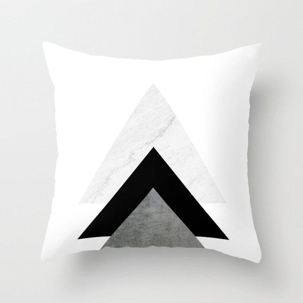 Arrows Monochrome Collage Throw Pillow - Indoor Cover (16" x 16") with pillow insert by Byjwp - Image 0