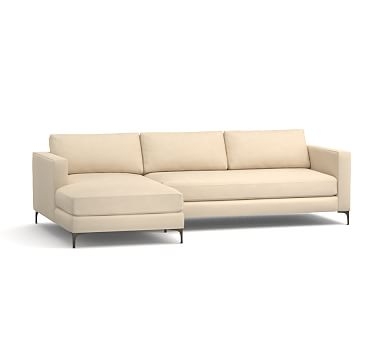 Jake Upholstered Right Arm Sofa with Chaise Sectional with Bronze Legs, Polyester Wrapped Cushions, Performance Everydayvelvet(TM) Buckwheat - Image 0