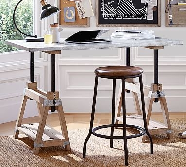 Jackson Galvanized Sawhorse Desk/Coffee Table , Galvanized - Image 2