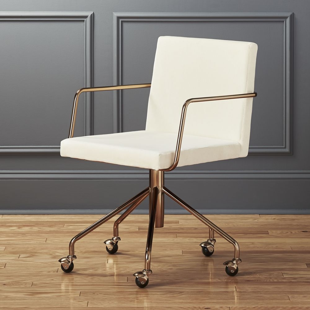 Rouka White Velvet Office Chair - Image 0