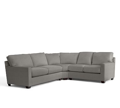 Buchanan Square Arm Upholstered 3-Piece L-Shaped Curved Wedge Sectional, Polyester Wrapped Cushions, Sunbrella(R) Performance Sahara Weave Charcoal - Image 2