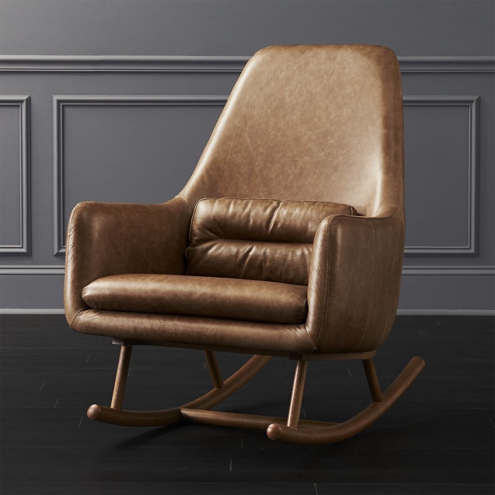 SAIC Quantam Cognac Leather Rocking Chair - Image 0