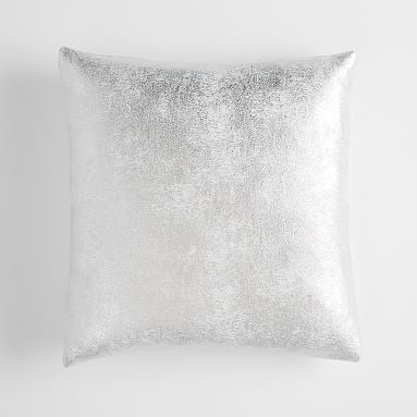Faux Suede Metallic Pillow Cover, 18 x 18, Silver - Image 0