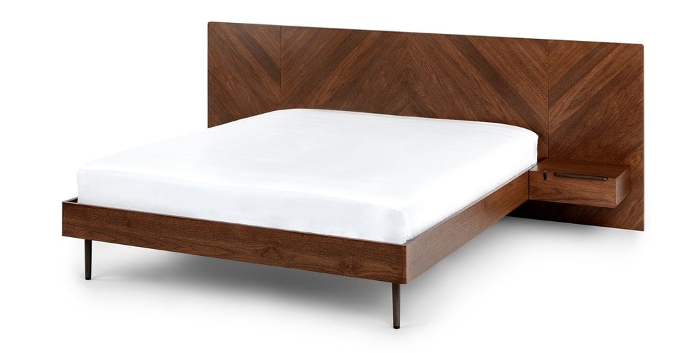 Nera Walnut King Bed with Nightstands - Image 0