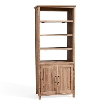 Parker Reclaimed Wood Bookcase with Doors, Weathered White, 33"L x 78"H - Image 0