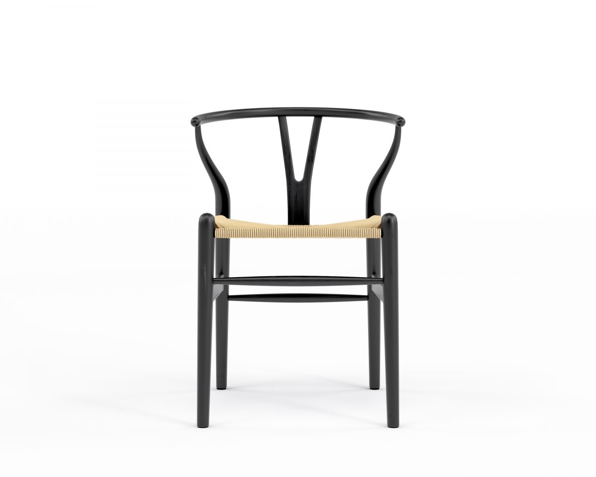 Wishbone Chair - Ebony Natural Seat Cord - Image 0