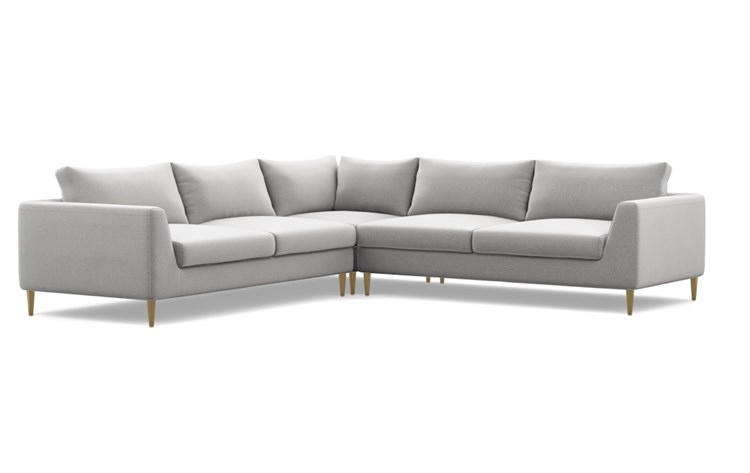 Asher Corner Sectional with Grey Ash Fabric and Brass Plated legs - Image 1