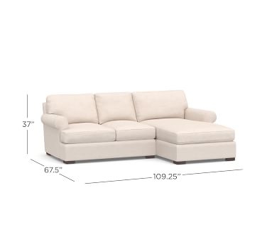 Townsend Roll Arm Upholstered Right Arm Sofa with Chaise Sectional, Polyester Wrapped Cushions, Belgian Linen Natural - Image 4