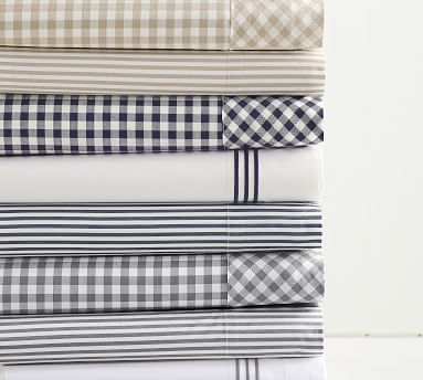 Wheaton Stripe Organic Sheet Set, Full, Navy - Image 3