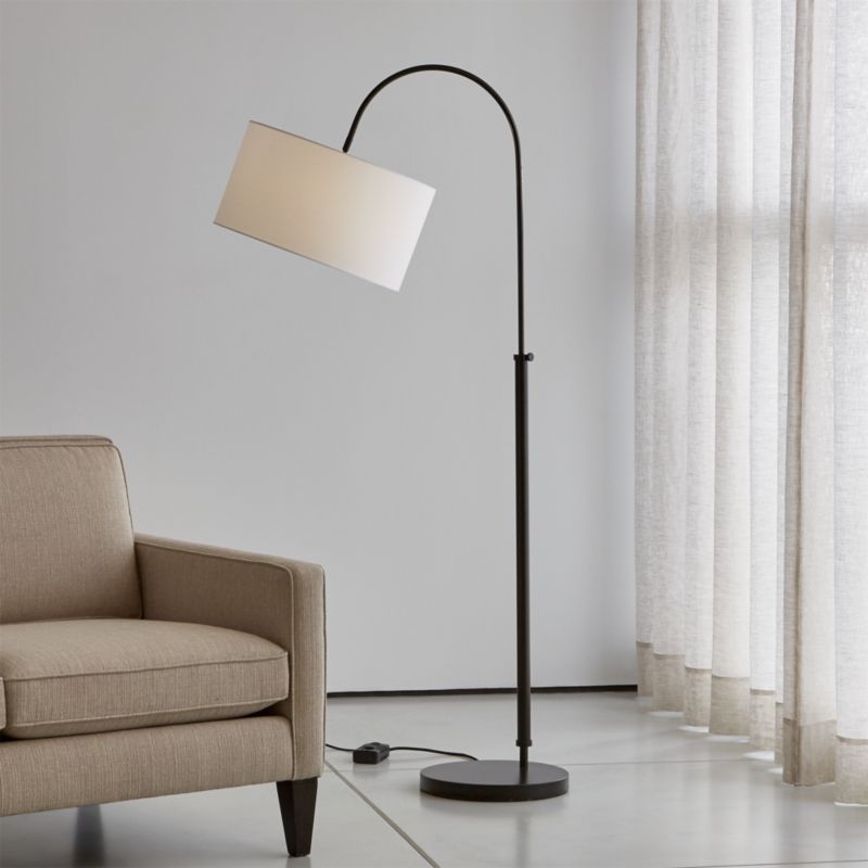Petite Bronze Adjustable Arc Floor Lamp - Image 1