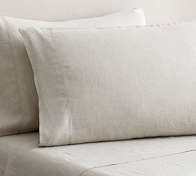 Belgian Flax Linen Pillowcases, King, Flax, Set of 2 - Image 0