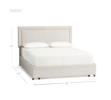 Elliot Square Upholstered Headboard with Footboard Storage Platform bed, King, Brushed Crossweave Natural - Image 3